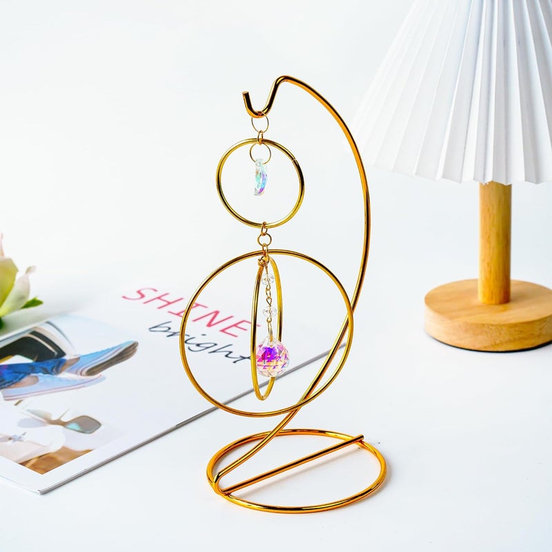 ZEERSHEE 3 Pcs Iron Ornament Display Stand Gold Pothook Hanging Stand for Glass Globe Air Plant Terrarium Witch Ball Christmas Ornaments Home Wedding Decor (9x4 Inches) - Image 5
